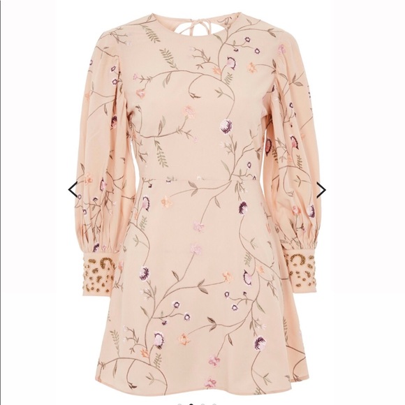 BOGO NWT Topshop Pink Floral Long Sleeve Dress - Picture 2 of 5